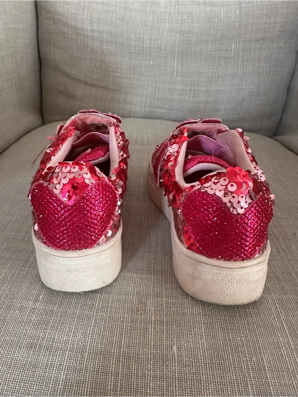 Kurt Geiger Girls Pink Sequin Heart Strap Sneakers